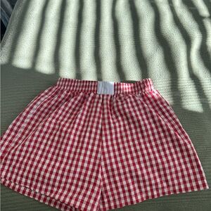SHEIN Red Checkered High Waist Shorts